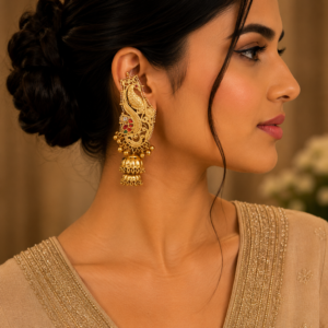 Peacock Ear Cuff Jhumka Earrings