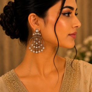 Antique Crystal Chandbali Earrings