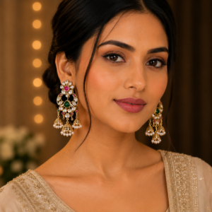 Kundan Jhumki Statement Earrings