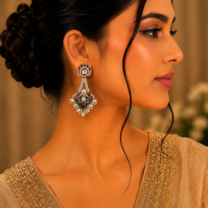 Royal Kundan Floral Drop Earrings