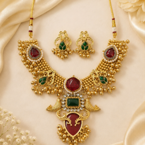 Traditional Gold-Tone Temple Necklace Set