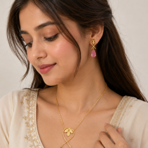 Pink Drop Pendant Necklace Set