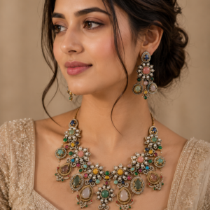 Royal Multicolor Pearl Statement Necklace